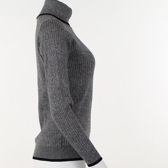 Calvin Klein Black White Marled Rib Turtleneck Sweater - Picture 5 of 5
